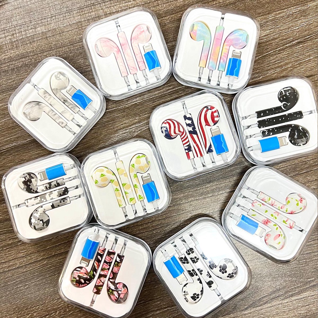 Tai Nghe Có Dây Nhét Tai NAHU Họa Tiết Gaming Có Mic Chống Ồn Táo 7 8 Plus X XR XS Max 11 12 13 Pro SE