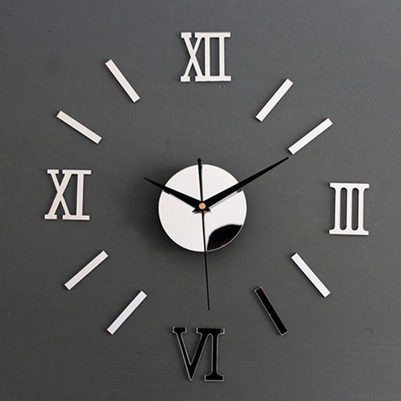 Đồng hồ dán tường chữ số La Mã tráng gương không có khung dành cho trang trí
