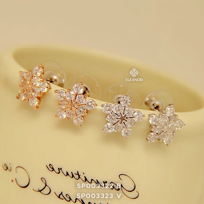 Bông tai nữ chuôi bạc 925 Eleanor Accessories hình hoa tuyết phụ kiện trang sức 3322