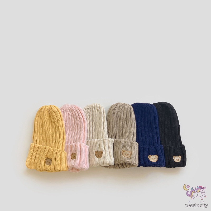 Mũ Beanie Dệt Kim Co Giãn Nhiều Màu Sắc Phong Cách Hàn Quốc Cho Bé Gái
