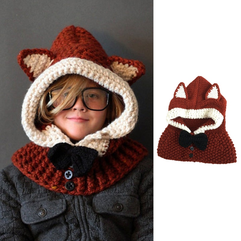 Mũ Len Dệt Kim Đính Nơ Tai Cáo Chống Gió Giữ Ấm