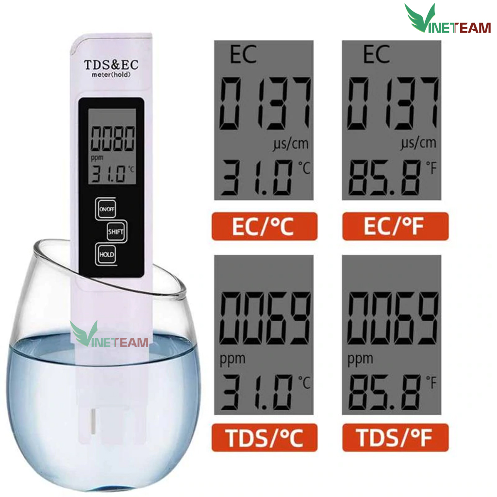 Bút Đo PH nước TDS EC PPM / TDS-3 Hàng Nhập Khẩu , Máy Kiểm Tra Chất Lượng Nước LCD , Thử nước Sạch Cao Cấp