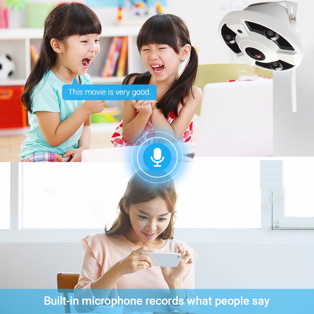 Camera mắt cá HAMROL Wifi ONVIF 5MP 2MP 1.7MM quay toàn cảnh