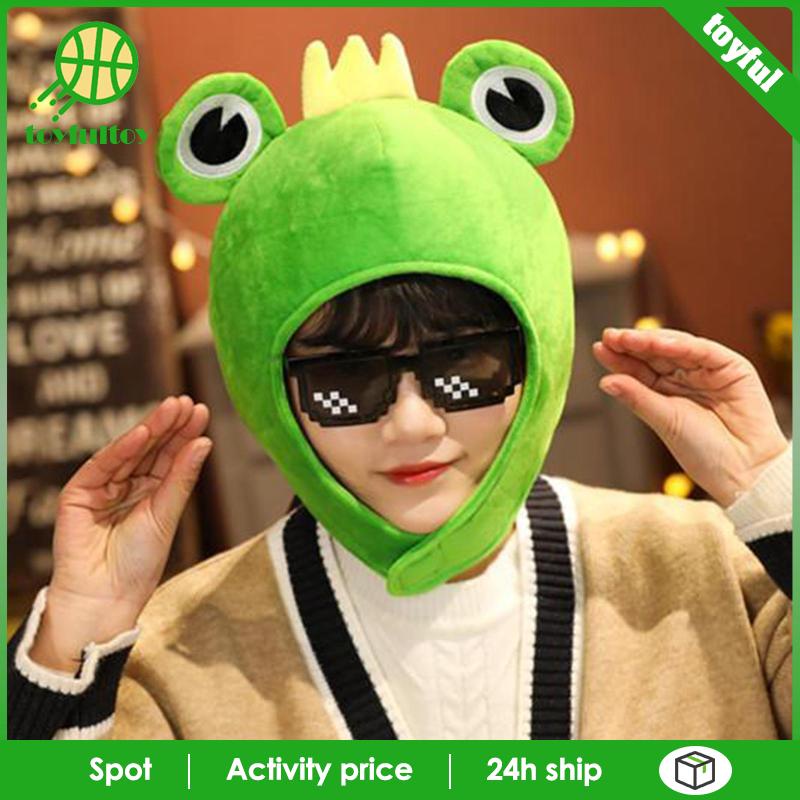 Mũ Trùm Đầu Kèm Khăn Choàng Lông Hình Chú Ếch Đội Vương Miện Hóa Trang Dự Tiệc