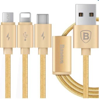Cáp sạc Type-C lightning Micro USB dây dù 3 in 1 - Baseus
