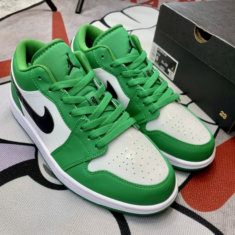 Giày thể thao cổ thấp sneaker jordan 1 low pine green hàng SC da bóng