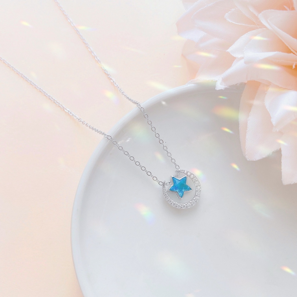 Dây Chuyền Bạc Blue Peach Blue Star V1 DC617