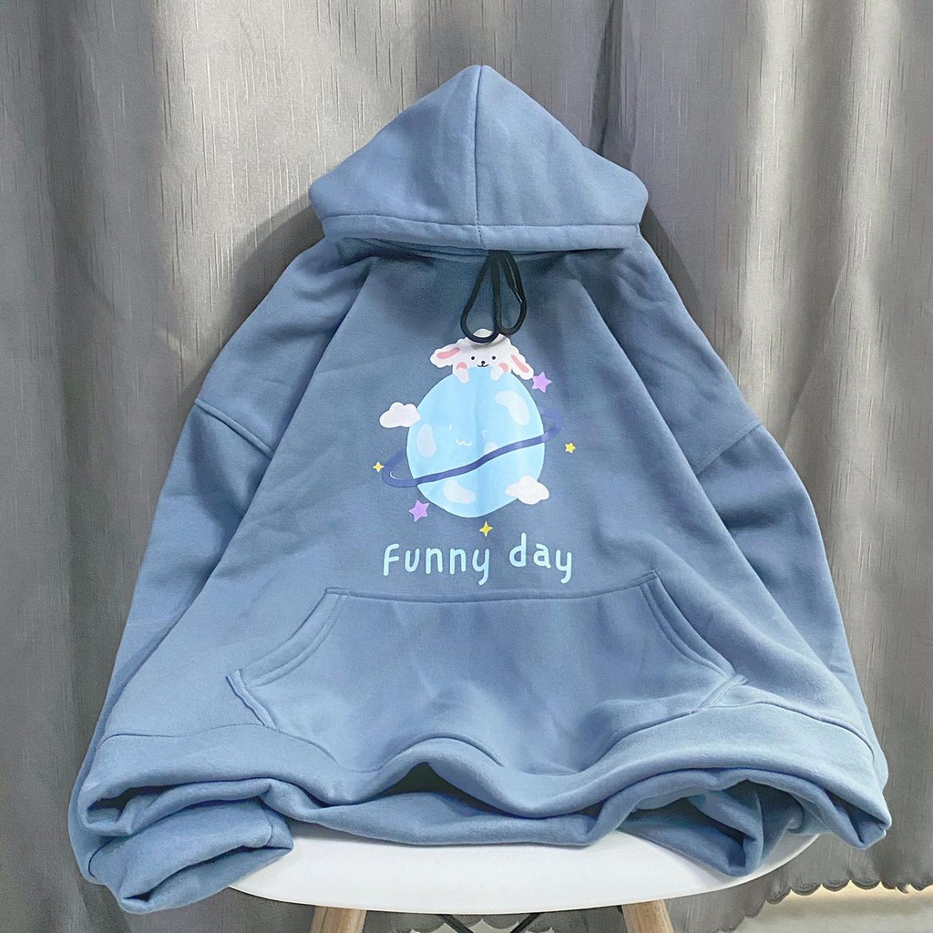 Áo Hoodie Nỉ Bông FUNNY DAY form áo tay phồng như ảnh - Áo in hình dễ thương chất in xịn