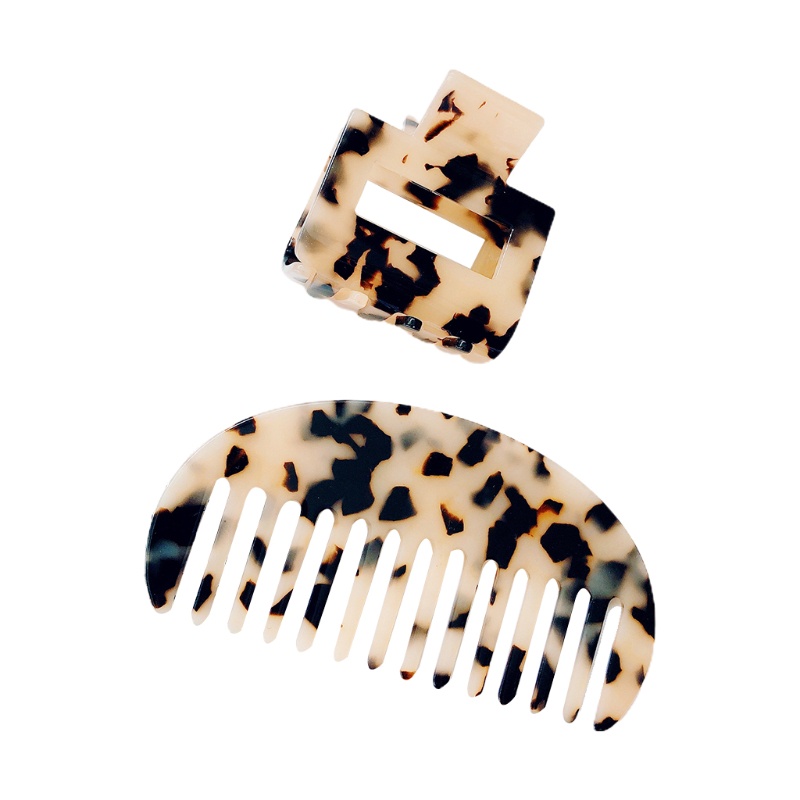 Set 2 Kẹp Tóc Kèm Lược Cài Tóc Kiểu Dáng Hình Học Ngọt Ngào Cho Nữ