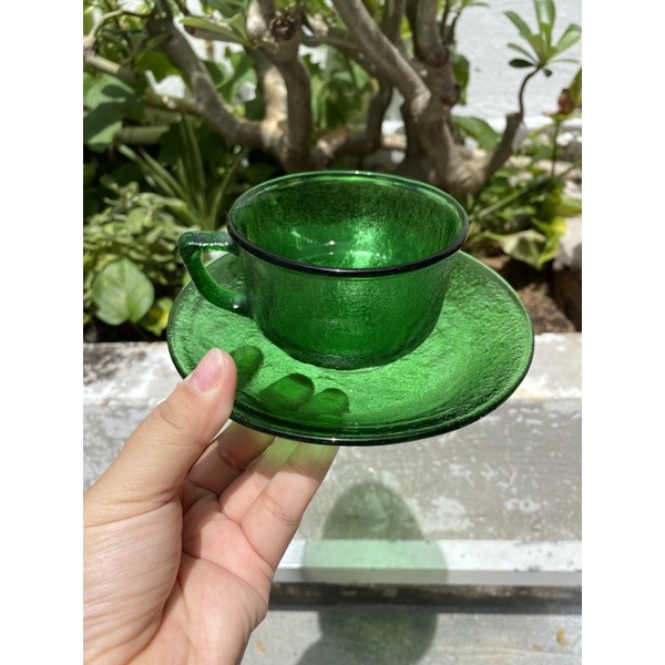 Set trà/cafe thuỷ tinh màu