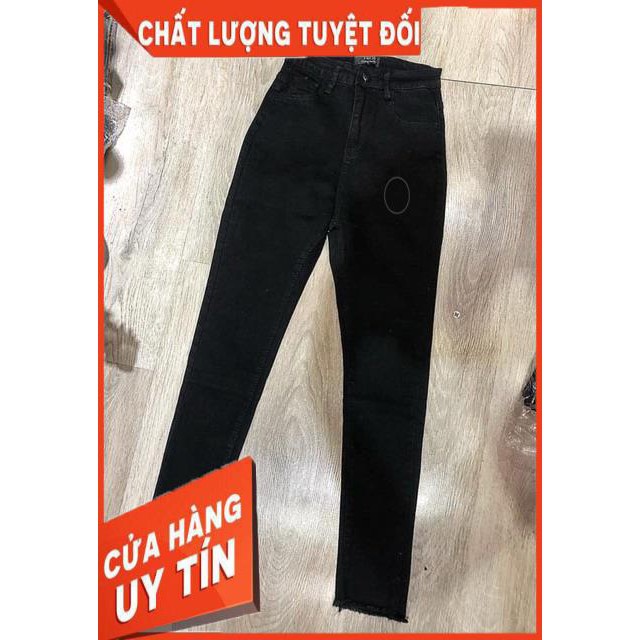 Quần skinny jeans đen trơn và rách gối- hình thật shop chụp