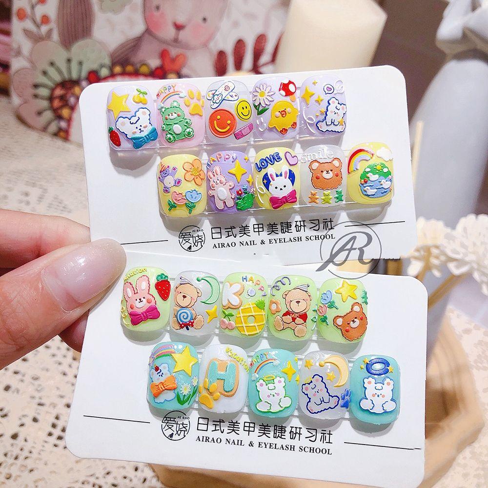 OCEANMAP Miếng Dán Trang Trí Móng Tay Hình Gấu 5D Dễ Thương