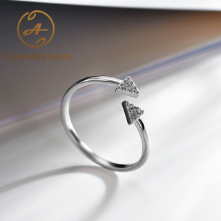 Nhẫn Hở Đính Đá Zircon Hình Mũi Tên / Tam Giác / Kim Cương Phong Cách Hàn Quốc Thời Trang Cho Nữ