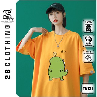 Áo Thun Tay Lỡ 2s Clothing Áo Phông Unisex Nam Nữ Hình In Khủng Long Cute Cotton Oversize Form Rộng Giá Rẻ In Hình TV131
