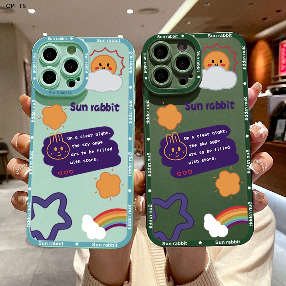 OPPO F5 F7 F9 F11 Youth Pro Cho Ốp lưng điện thoại In Hình Cartoon Sun Rabbit