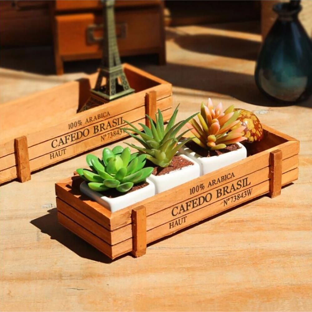 Chậu gỗ dài Cafedo trồng cây 22.5*8.5*4.5 cm, chậu trồng cây sen đá