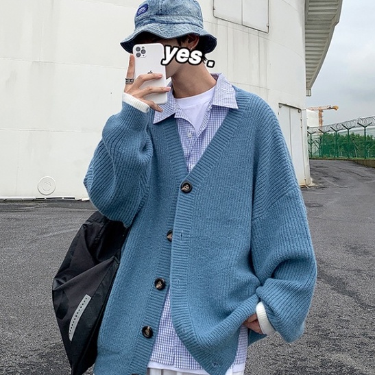 Áo khoác cardigan dài tay nam phong cách simple thời trang cho nam và nữ 2023 Hàn Quốc áo len dệt kim nam áo sơ mi oversize nam