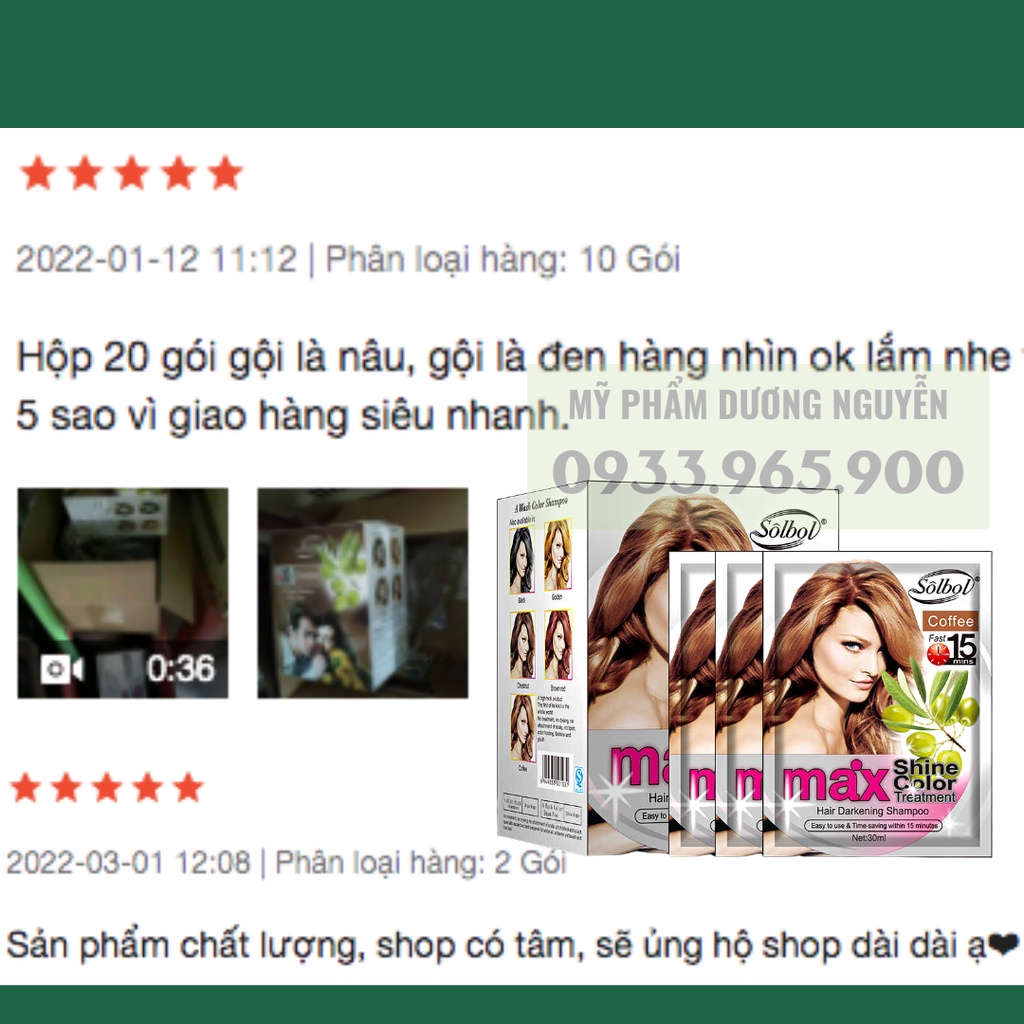 10 Gói Dầu Gội Nhuộm Nâu Tóc Hạt Dẻ Max Shine Color