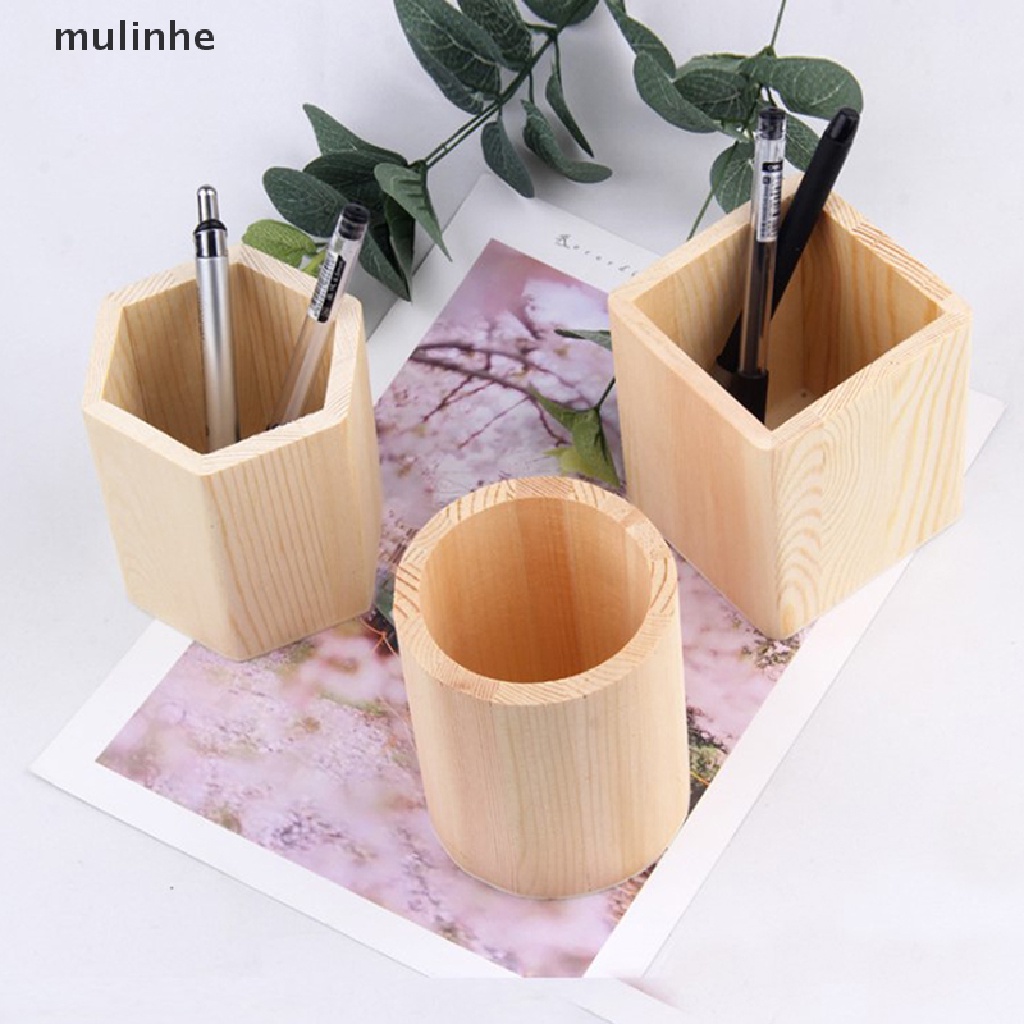 Hộp Gỗ Đựng Bút / Cọ Trang Điểm Để Bàn Tiện Dụng