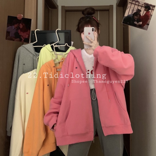 ORDER áo khoác ulzzang nỉ form rộng có nón / áo khoác oversize qua mông ORDER taobao