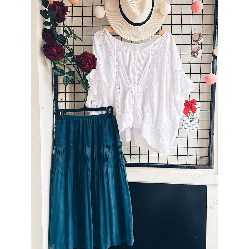 set chân váy vintage, áo boho