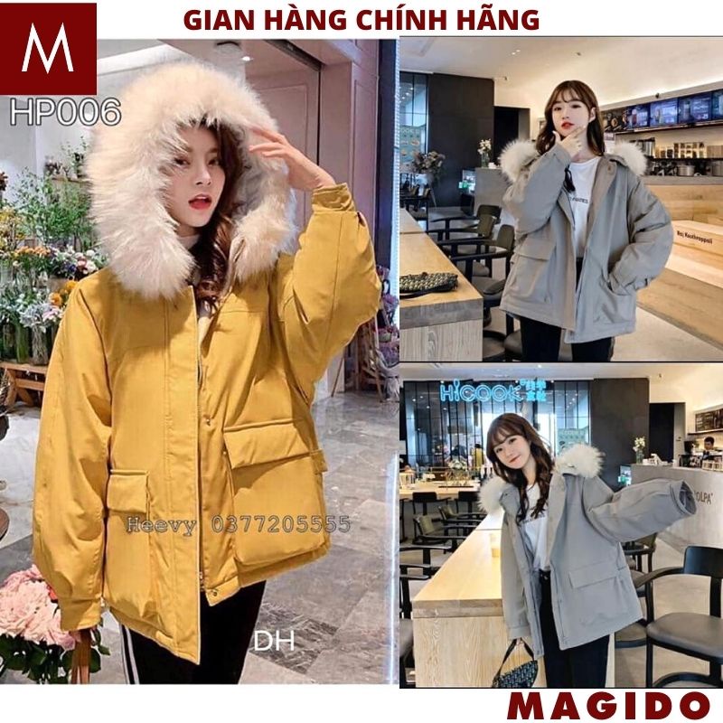 Áo Khoác Kaki 2 Lớp Lông Cừu, Áo Khoác Dày Mũ Lông Xù Dáng Hàn Nhiều Màu - MAGIDO