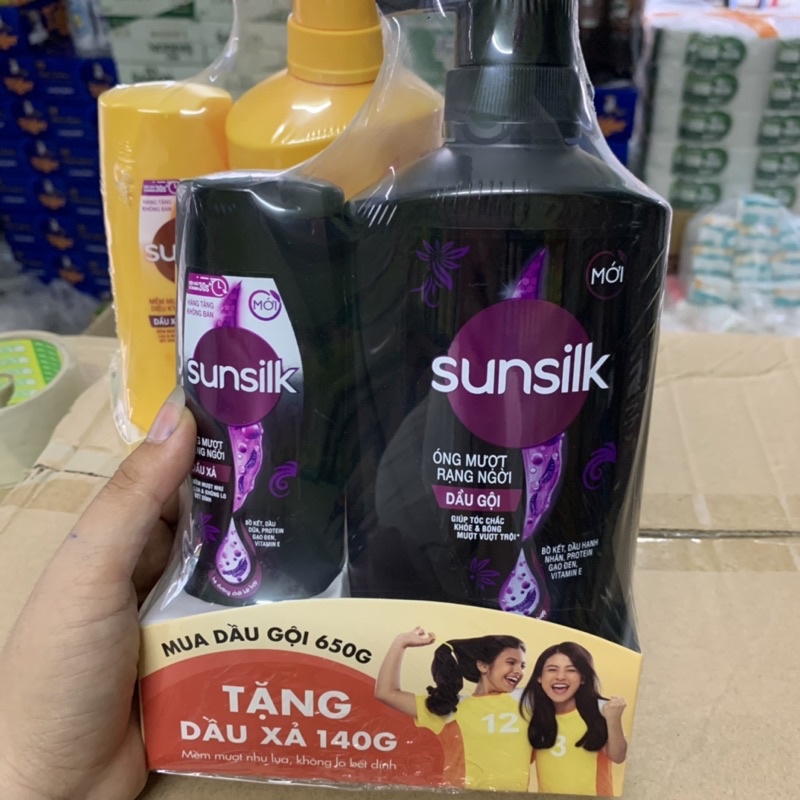 DẦU GỘI SUNSILK 650g tặng XẢ 140 chính hãng Unilever