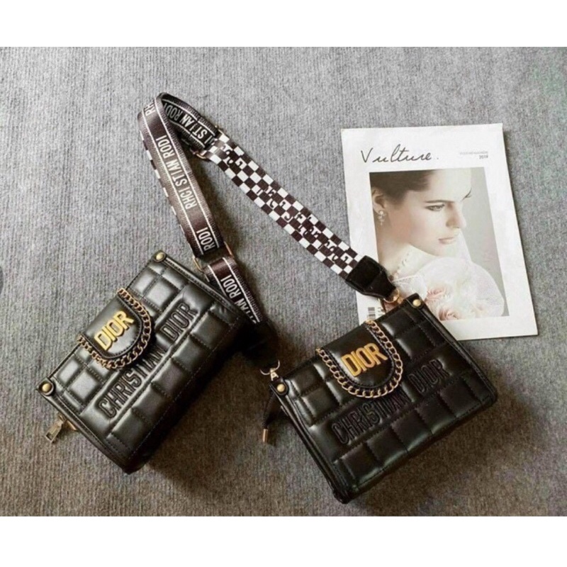 Túi đeo chéo dây bản to thổ Cẩm hot trend size 20 cm