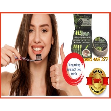 [Hiệu Qủa 100%] Kem Tẩy Trắng Răng Than Tre Hoạt Tính Herbal Charcoal Powder Thái Lan 25gr