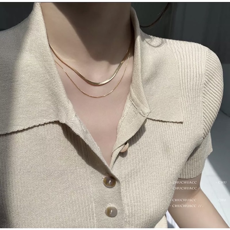 Dây chuyền, Vòng cổ choker 2 lớp mạ vàng gold thời trang cho nữ