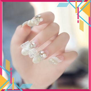 Bộ Nail móng tay giả đính đá phong cách GB