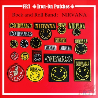 ☸ Sticker Ủi Thêu Hình Ban Nhạc Rock Band: Nirvana ☸ 1 Huy Hiệu Dán Ủi Thêu Hình Ban Nhạc Rock Roll
