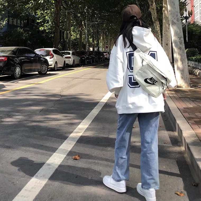 NRVP Áo Hoodie Nữ Tay Dài Dáng Rộng Thời Trang Phong Cách Hàn Quốc