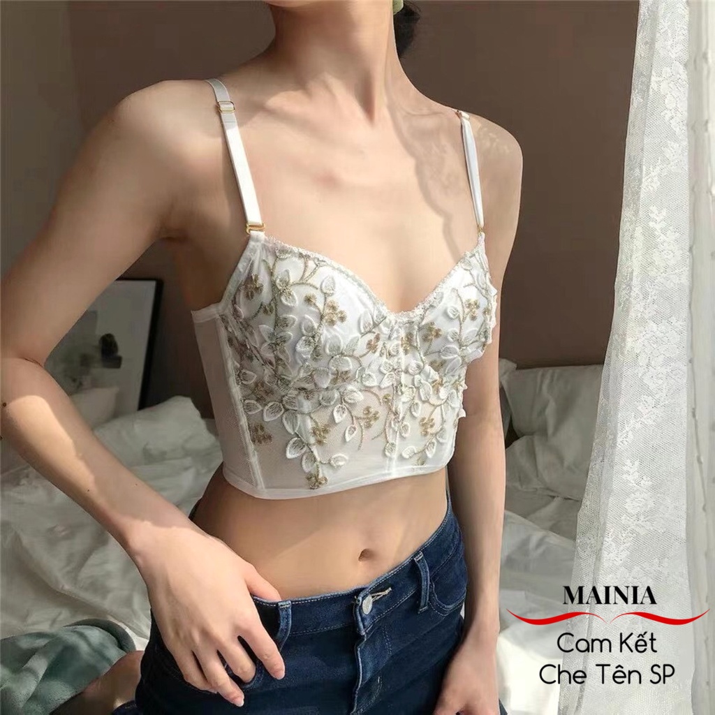 Áo Bra Corset Ren Hoa Có Gọng Mút Mỏng Hai Dây Siêu Đẹp Mainia Shop