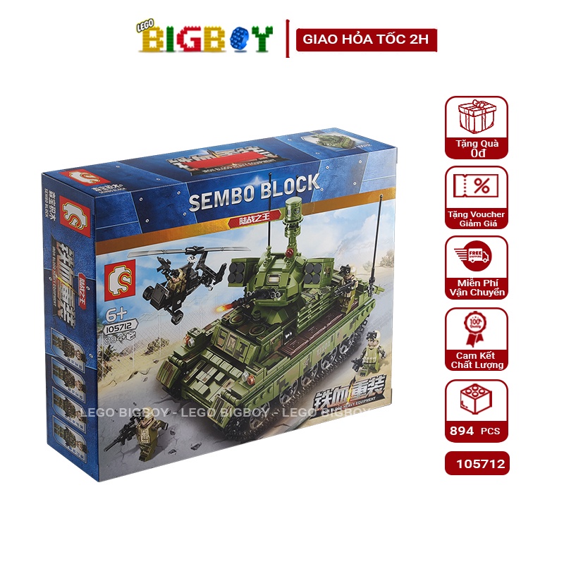 Lego Xe Tăng Quân Đội Lắp Ráp Đồ Chơi  SEMBO 105712, 894 PCS, Chất Liệu ABS Cao Cấp