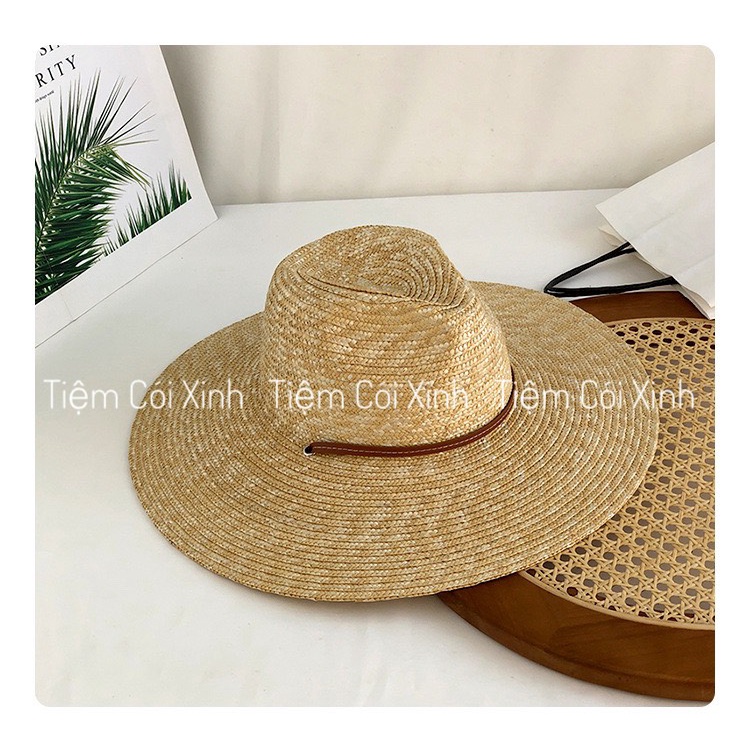 Mũ cói cao bồi nón cói dây da vành 12CM đi biển form đẹp chuẩn hàng loại 1 Quảng Châu - Hàng có sẵn- Đóng thùng đảm bảo