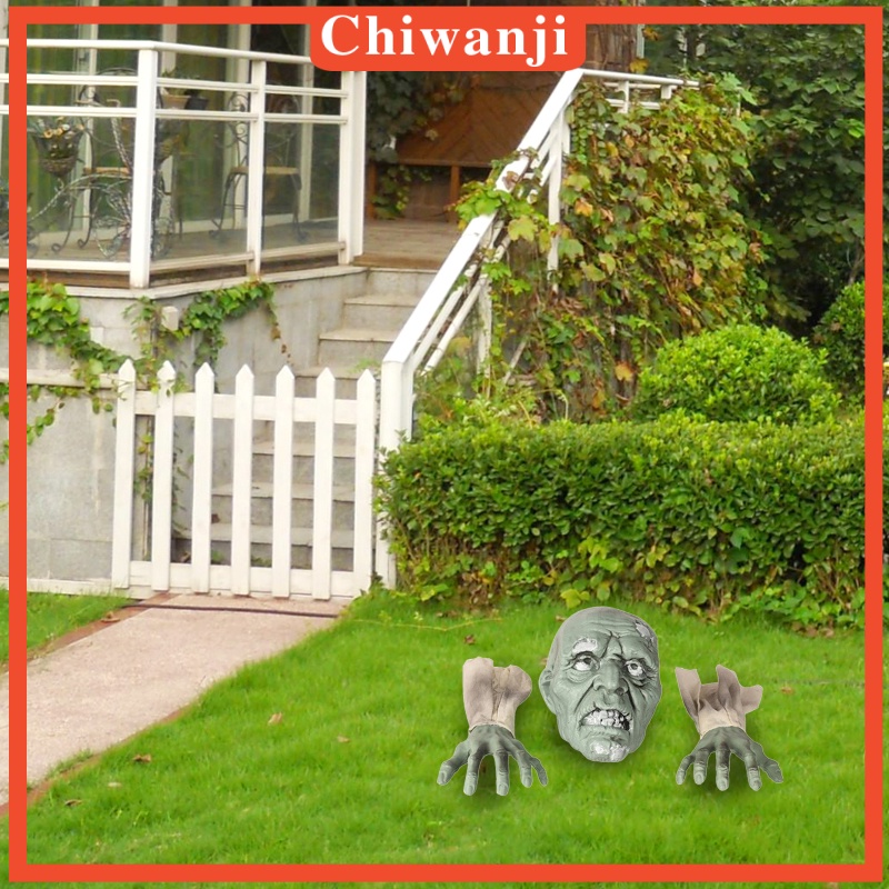 [CHIWANJI]Horrible Lawn Zombie Decoration Garden Arms Ornament Realistic Spooky Statue