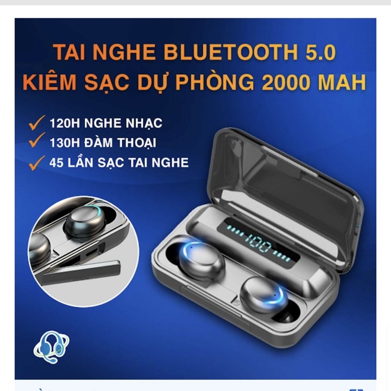 Tai nghe Bluetooth 5.0 AMOI F9 PRO - Bản Quốc Tế 2020 Nút Cảm Ứng Chống Nước - Pin Sạc 2000mah