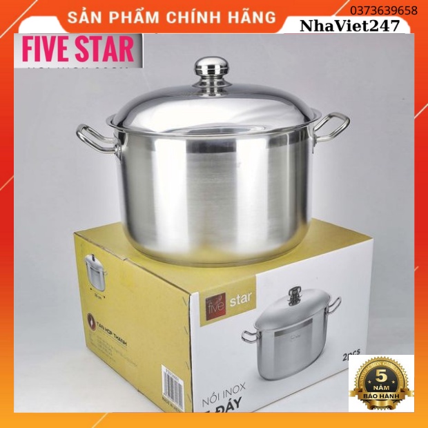 Nồi Luộc Gà Fivestar-Inox 430-3 đáy-32-36cm-Dung Tích 18 Lít-Dùng Bếp Từ-Nồi dày đẹp,sáng bóng,giá rẻ- Bảo Hành 5 Năm