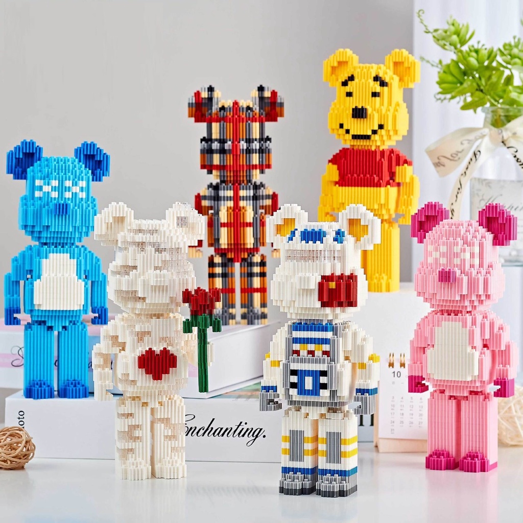 Mô hình đồ chơi lắp ráp gấu lego bearbrick lớn 19cm