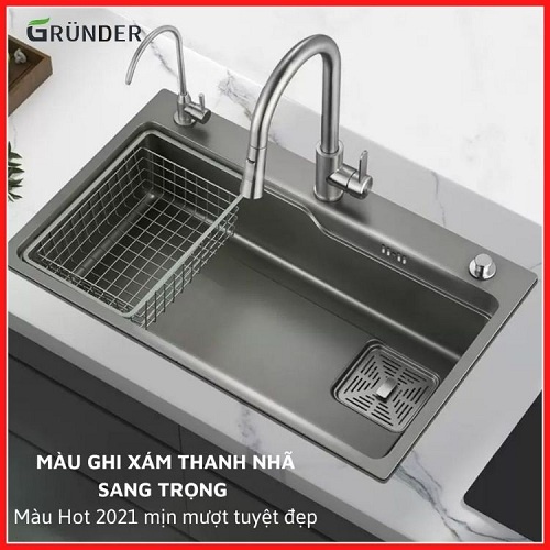 [HÀNG CHÍNH HÃNG CAO CẤP]Chậu rửa bát 1 hố lớn chống trầy xước dễ vệ sinh Kích thước 75x46cm