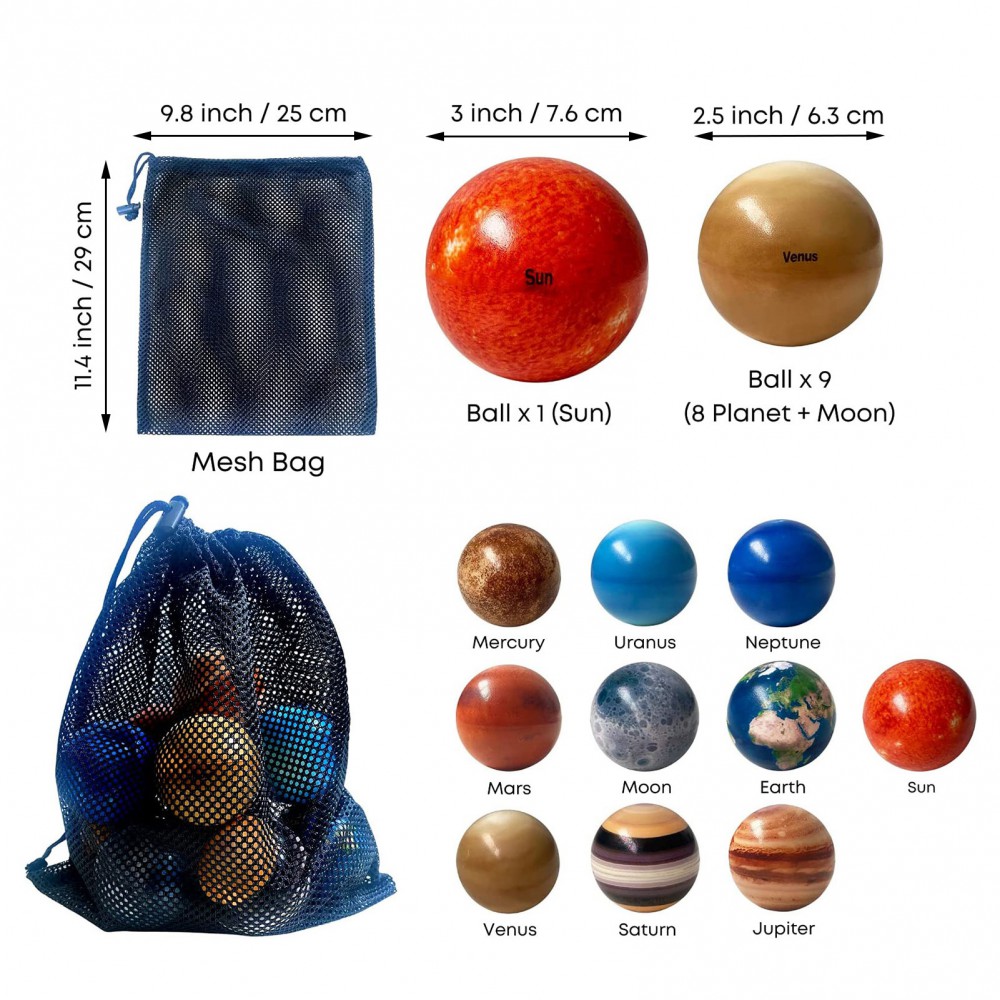 Set 10 Quả Bóng Nắn Bóp Giảm Căng Thẳng Hình Hành Tinh Hệ Mặt Trời