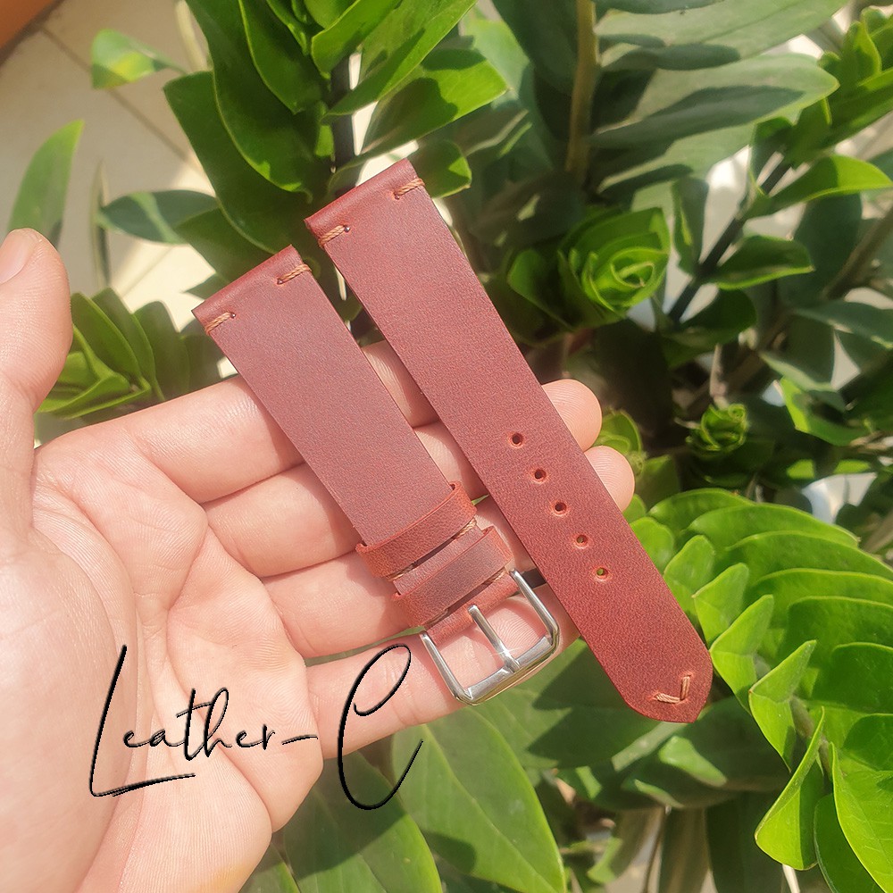 Dây đồng hồ da bò sáp ngựa điên - Làm thủ công Handmade, BH 24 tháng