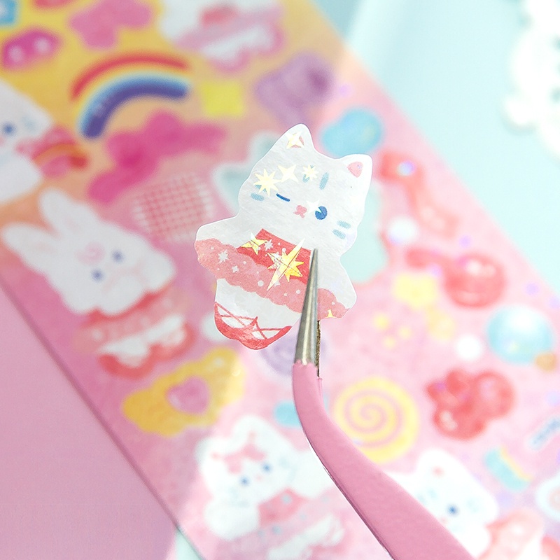 Hình Dán MOHAMM 1 Tờ Hình Dán Mèo Hoạt Hình Đáng Yêu