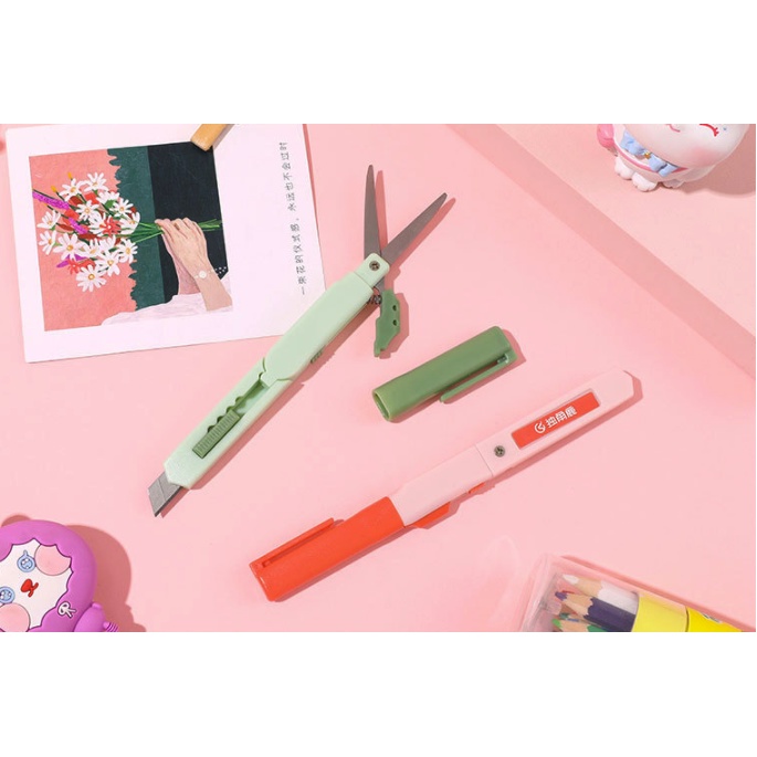 Dao kéo cắt giấy cầm tay 2 đầu 2 in 1