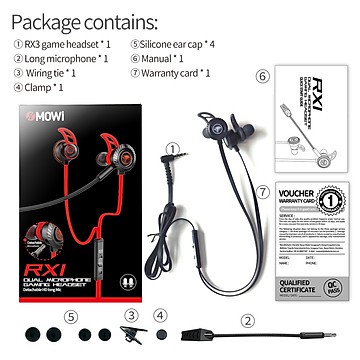 Tai Nghe Gaming Có Mic Rời xMOWI RX1 - Nâng Cấp Dây Dẹt Chống Rối - Super Bass - Dual Mic - Hàng Chính Hãng