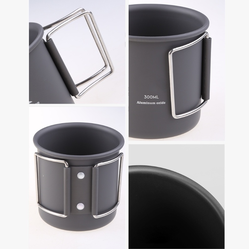 Cốc Uống Nước Bằng Hợp Kim Nhôm Có Tay Cầm Có Thể Gấp Gọn Tiện Dụng Mang Theo Du Lịch Dã Ngoại