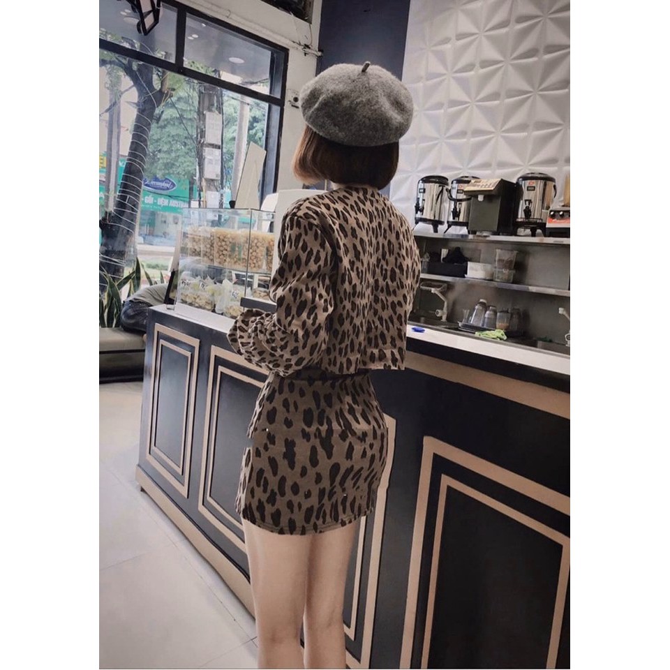 SET ÁO CRT MIX CHÂN VÁY LEN DA BEO