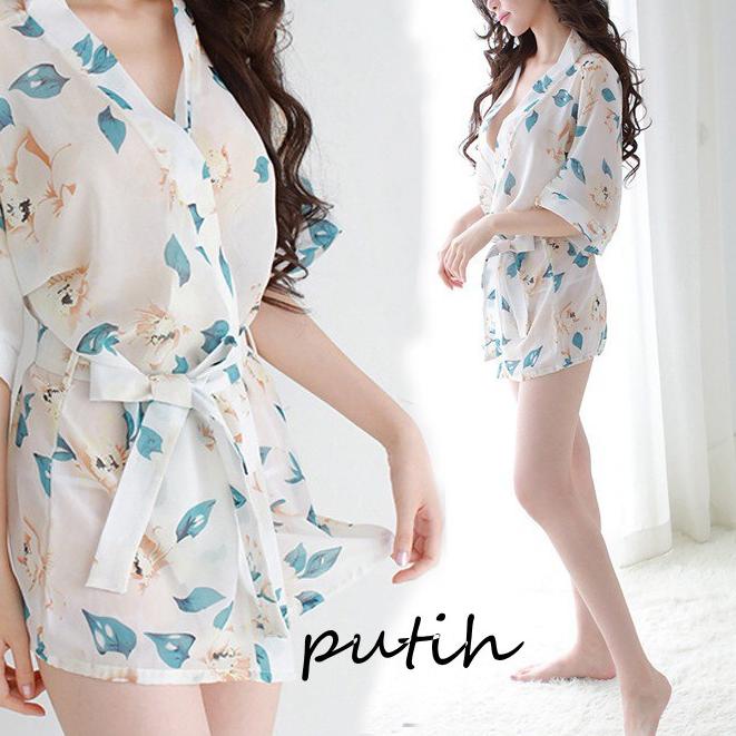 Giao Hàng Miễn Phí (RA-129)|Đầm Ngủ Kiểu Kimono Gợi Cảm Chất Liệu Chiffon A187-2
