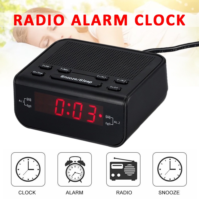 Mới Đồng Hồ Báo Thức Kỹ Thuật Số Đa Năng Màn Hình LED Hiển Thị FM Đồng Hồ Báo Thức ☆Hengmatimevip
